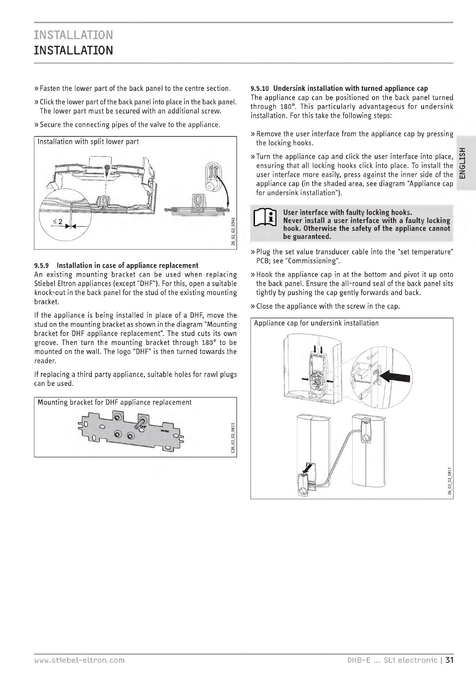 Installation installation | STIEBEL ELTRON DHB-E 13 SL User Manual | Page 31 / 168