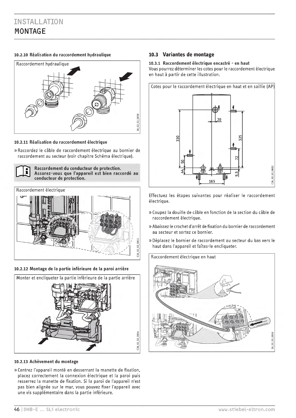 3 variantes 4e montage, Installation montage, 3 variantes | Montage | STIEBEL ELTRON DHB-E 13 SL User Manual | Page 46 / 168