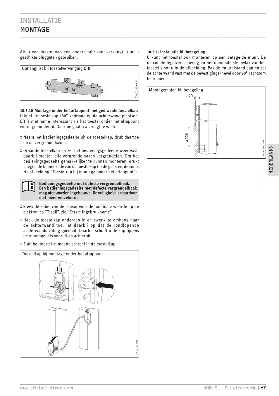 Installatie montage | STIEBEL ELTRON DHB-E 13 SL User Manual | Page 67 / 168