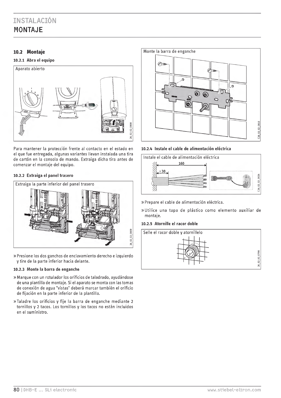2 montale, Instalación montaje | STIEBEL ELTRON DHB-E 13 SL User Manual | Page 80 / 168