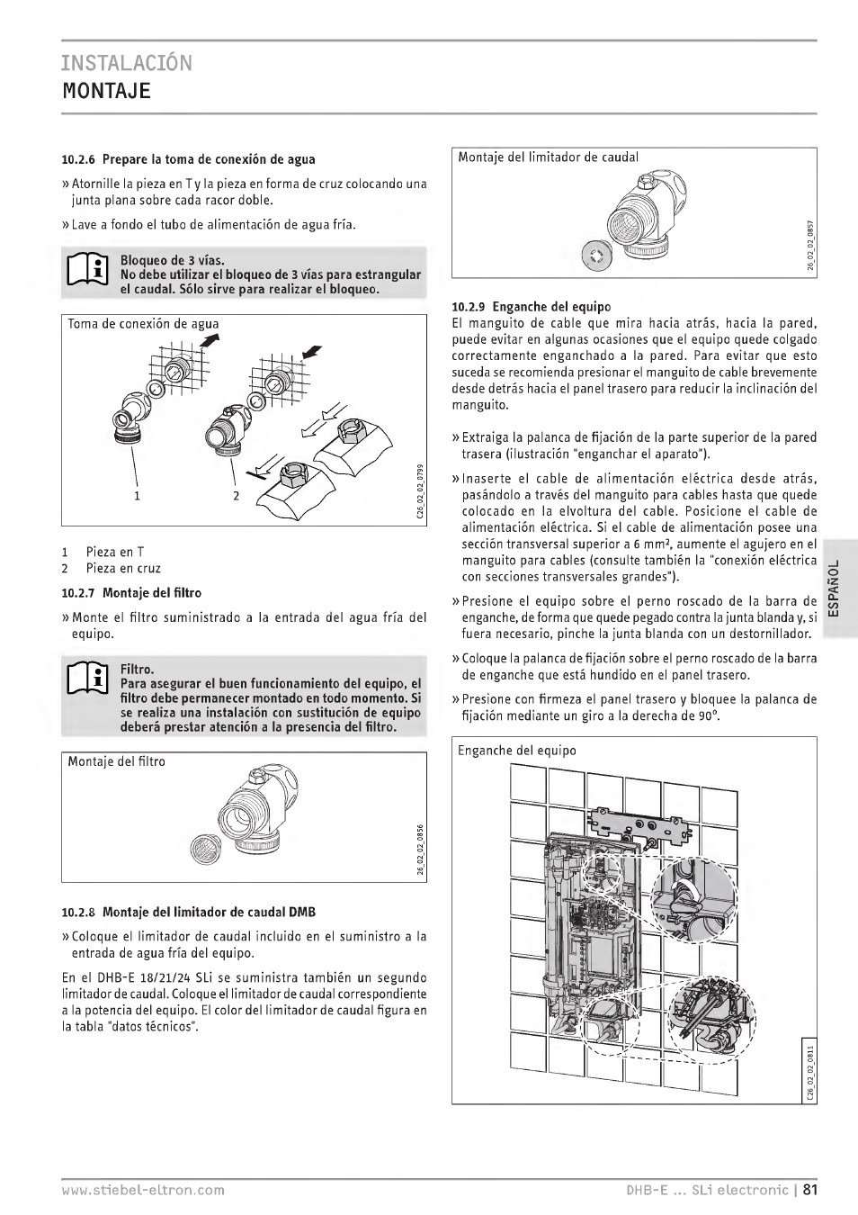 Instalación montaje | STIEBEL ELTRON DHB-E 13 SL User Manual | Page 81 / 168