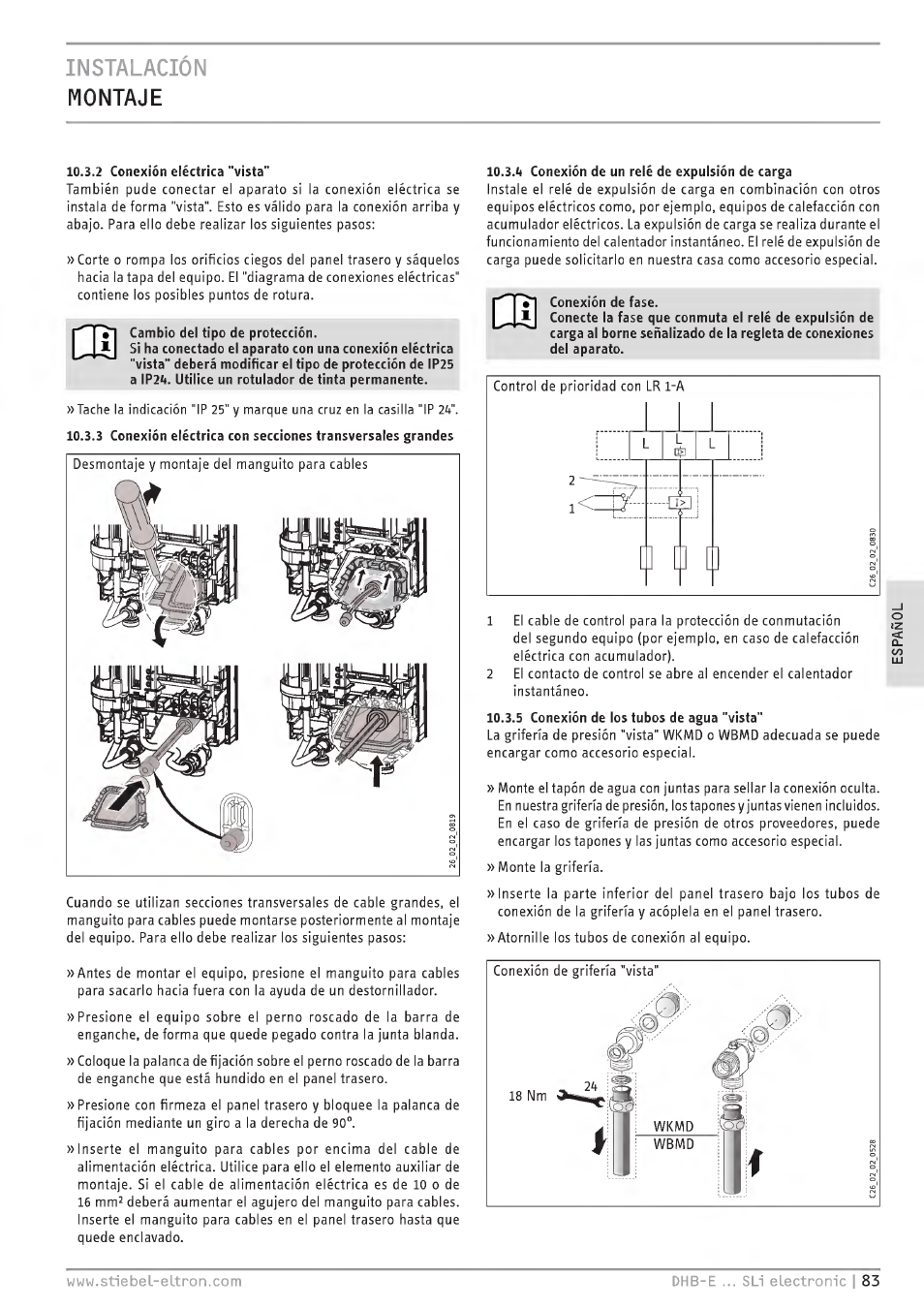 Instalación montaje | STIEBEL ELTRON DHB-E 13 SL User Manual | Page 83 / 168