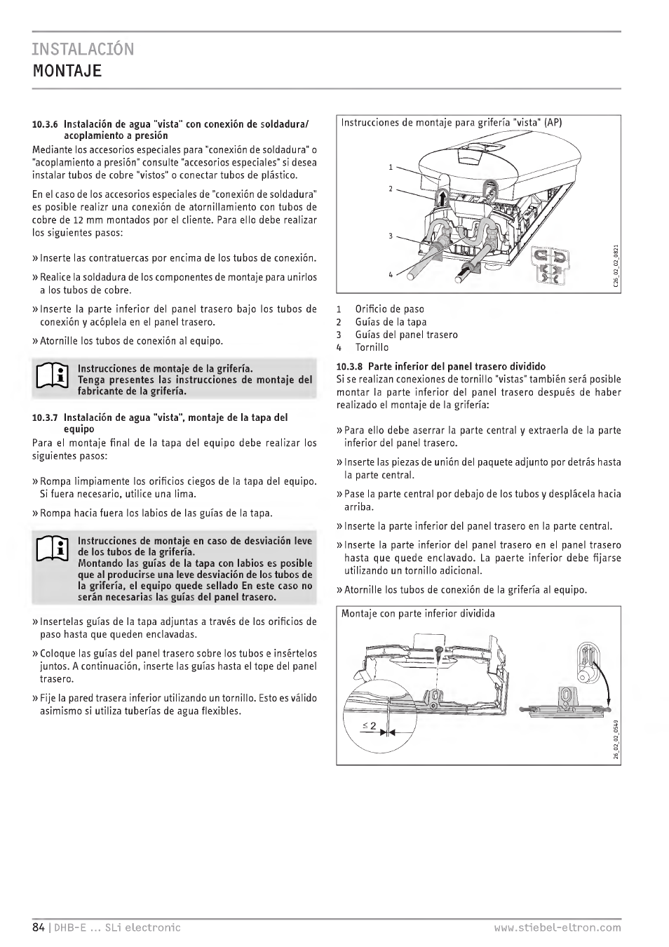 Instalación montaje | STIEBEL ELTRON DHB-E 13 SL User Manual | Page 84 / 168