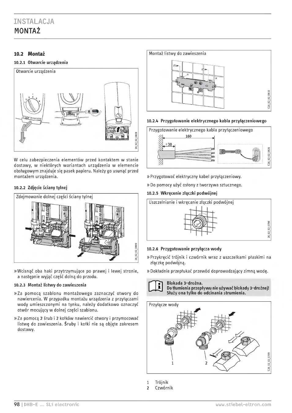 Instalacja, Instalacja montaz, Montai | STIEBEL ELTRON DHB-E 13 SL User Manual | Page 98 / 168