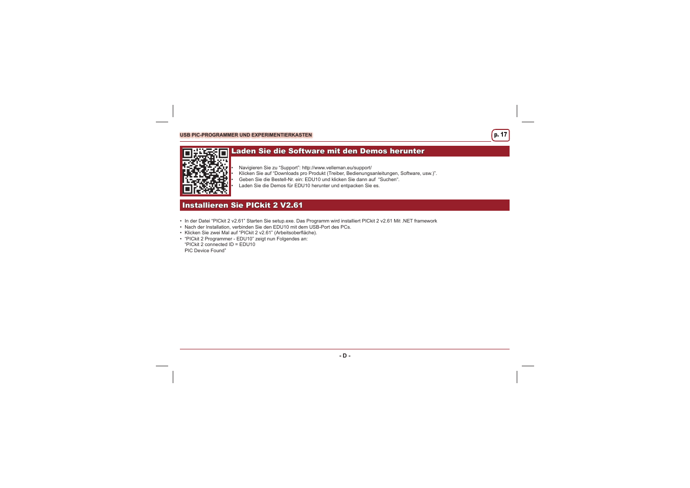 Velleman projects EDU10 Assembly instructions User Manual | Page 17 / 24