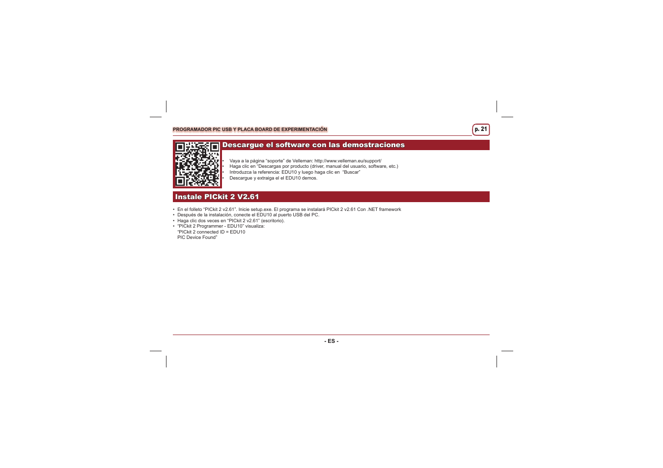 Velleman projects EDU10 Assembly instructions User Manual | Page 21 / 24