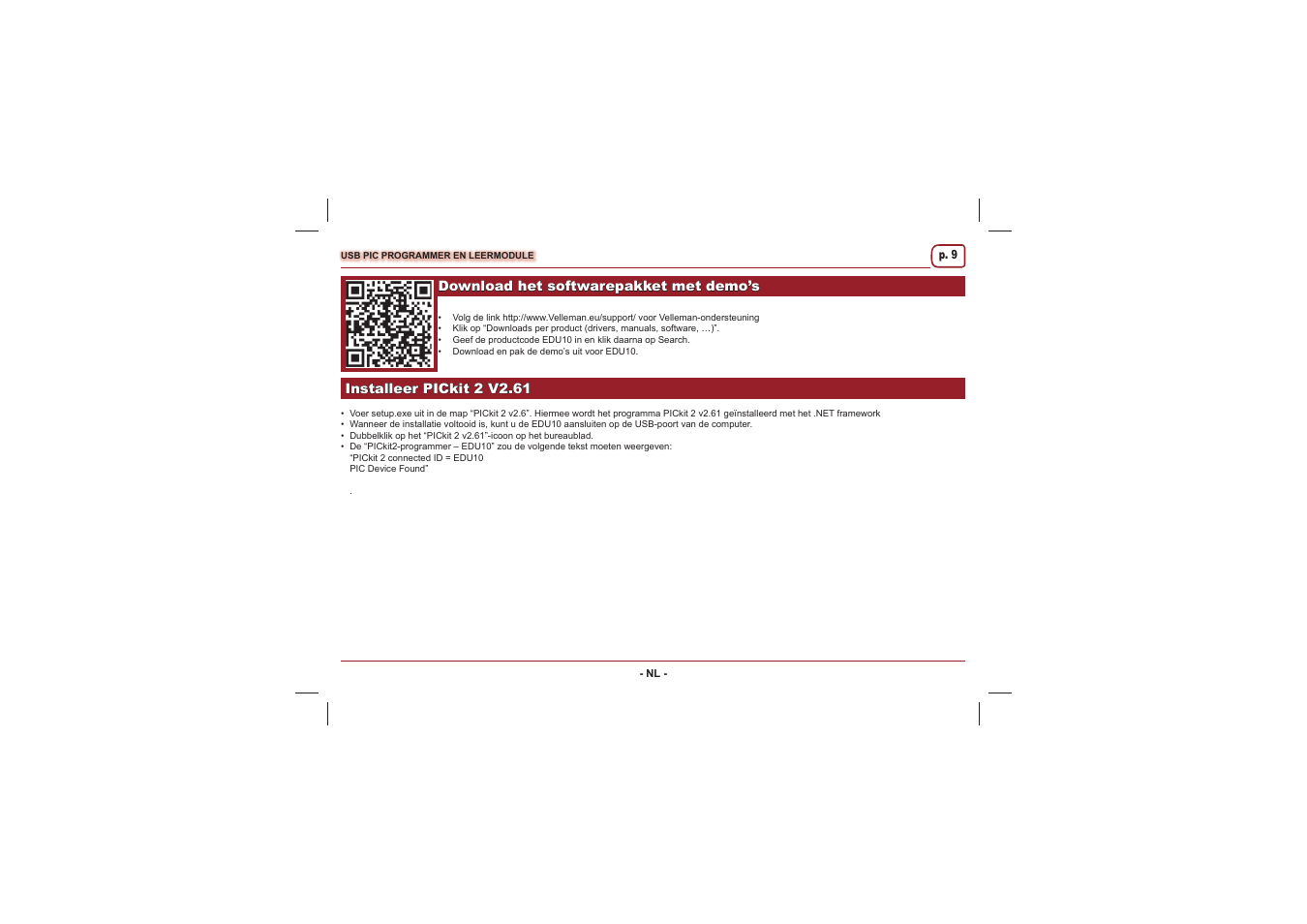 Velleman projects EDU10 Assembly instructions User Manual | Page 9 / 24