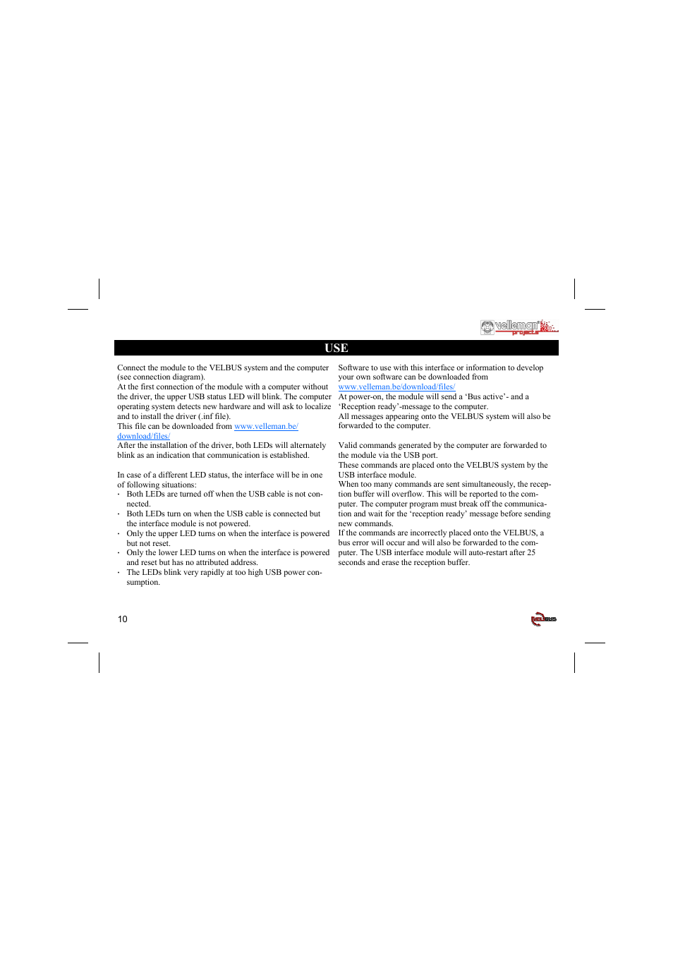 Velleman projects VMB1USB Short user manual User Manual | Page 10 / 16