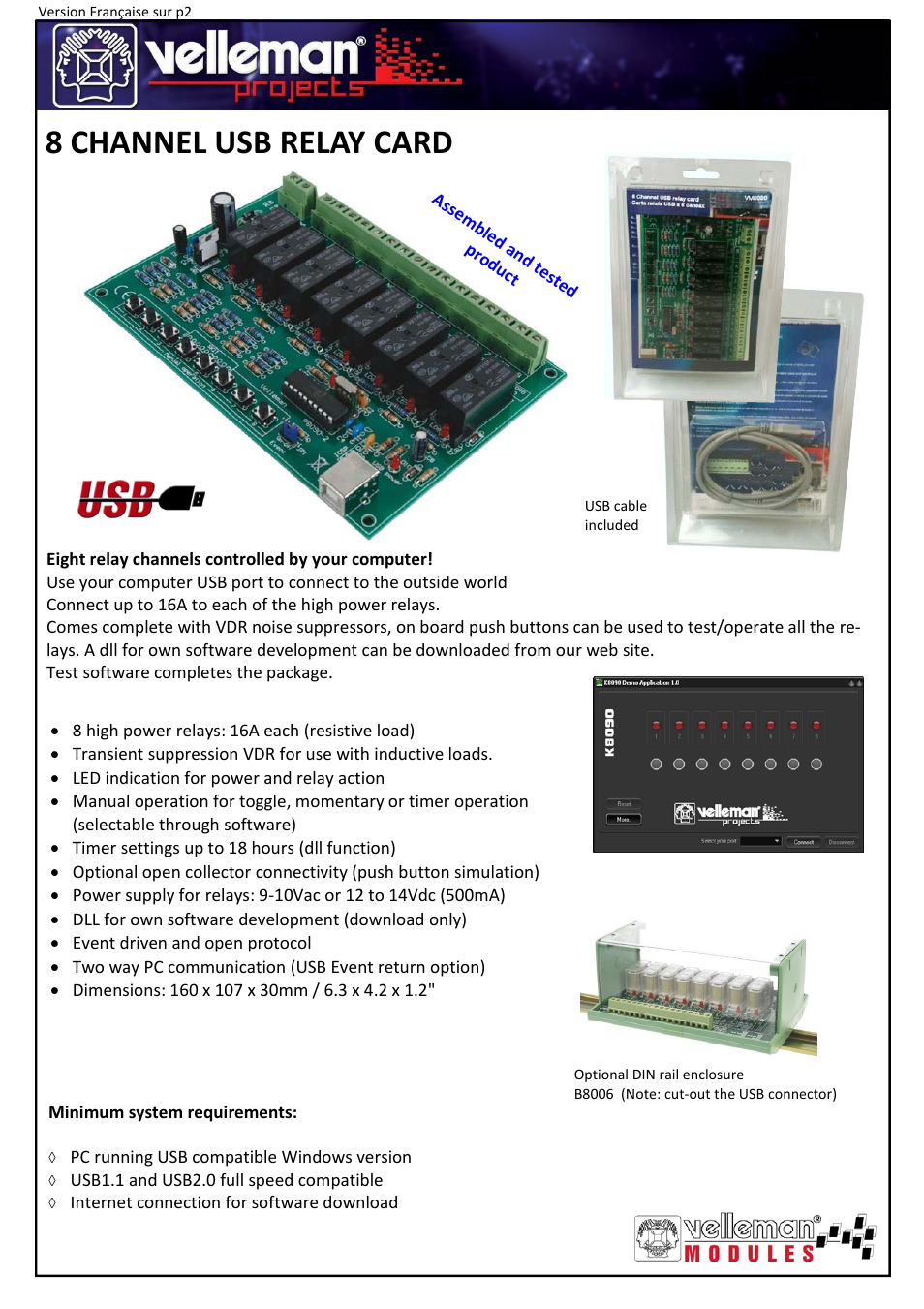 Velleman VM8090 User Manual | 1 page