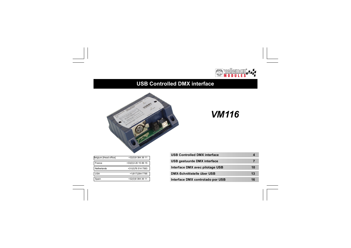 Velleman VM116 User Manual | 32 pages