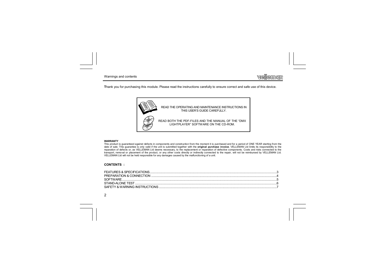 Velleman VM116 User Manual | Page 2 / 32