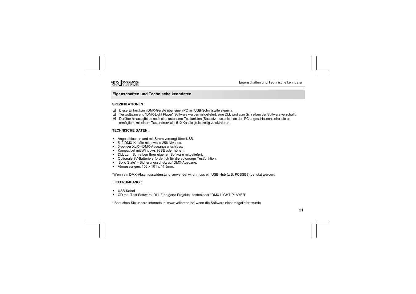 Velleman VM116 User Manual | Page 21 / 32