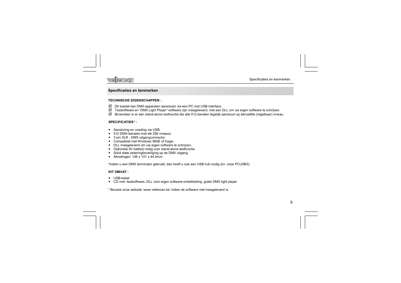 Velleman VM116 User Manual | Page 9 / 32