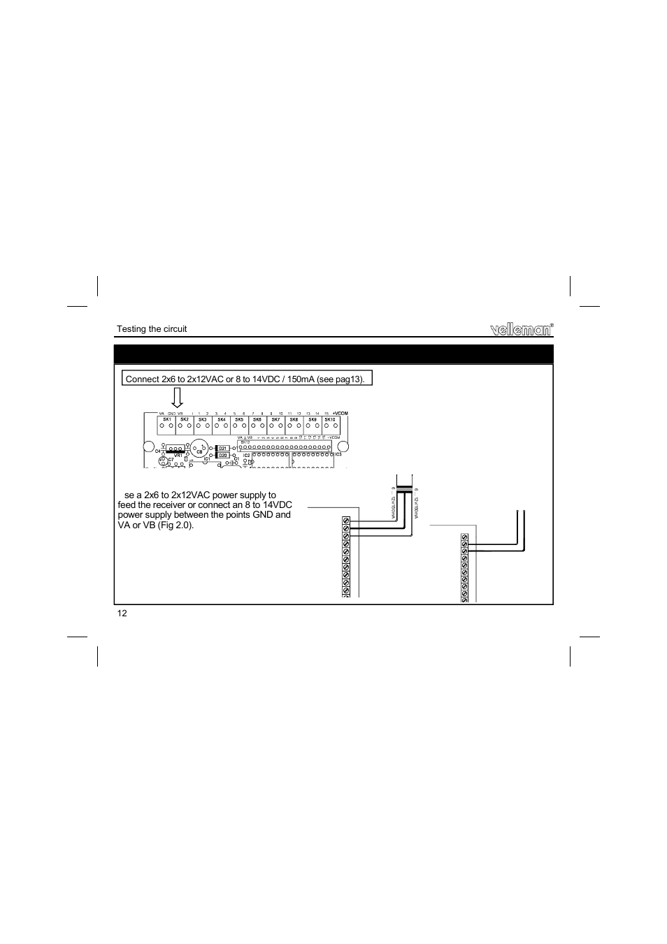 Testing the circuit | Velleman projects K8050 Assembly instructions User Manual | Page 12 / 20