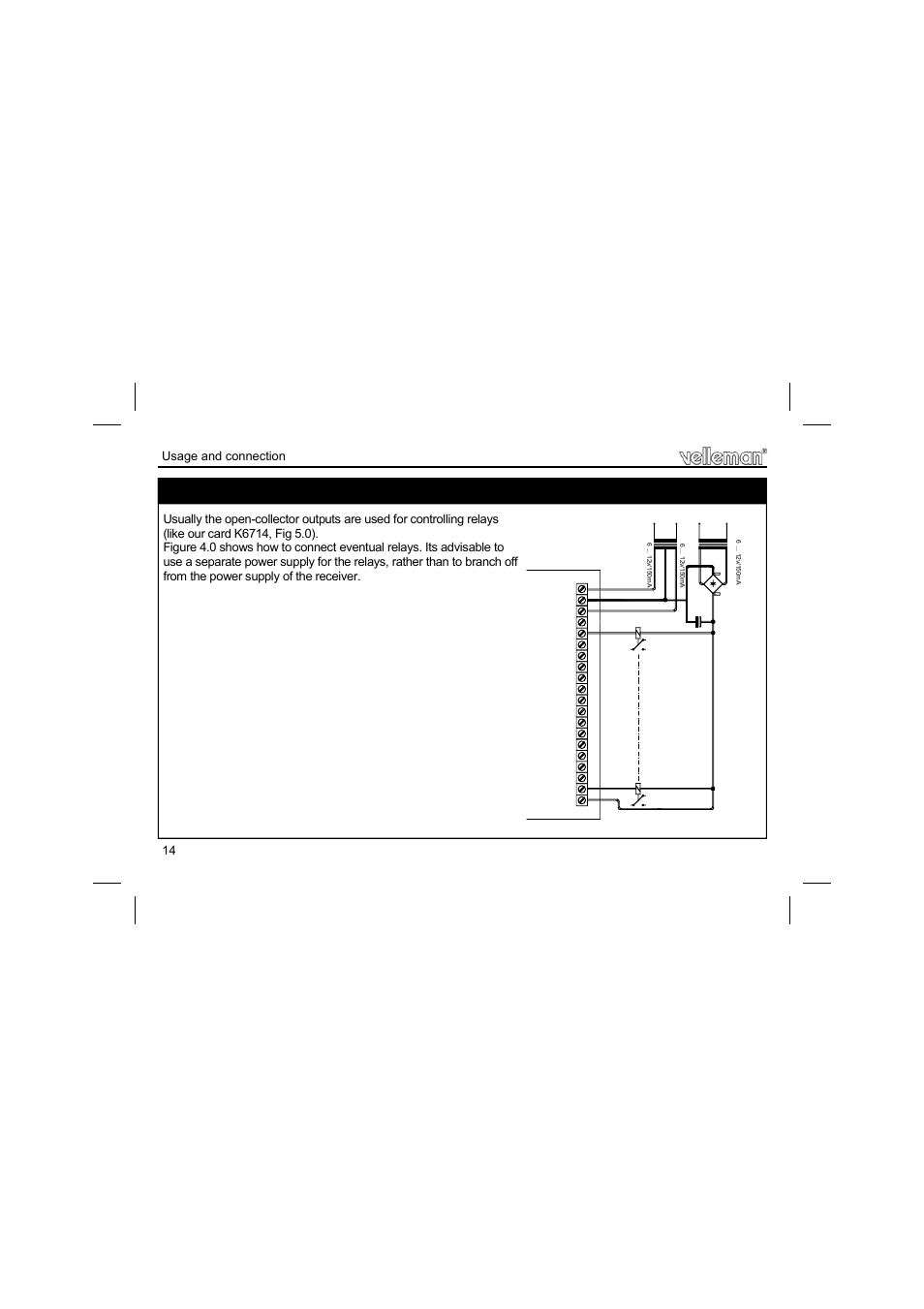 Usage and connection | Velleman projects K8050 Assembly instructions User Manual | Page 14 / 20