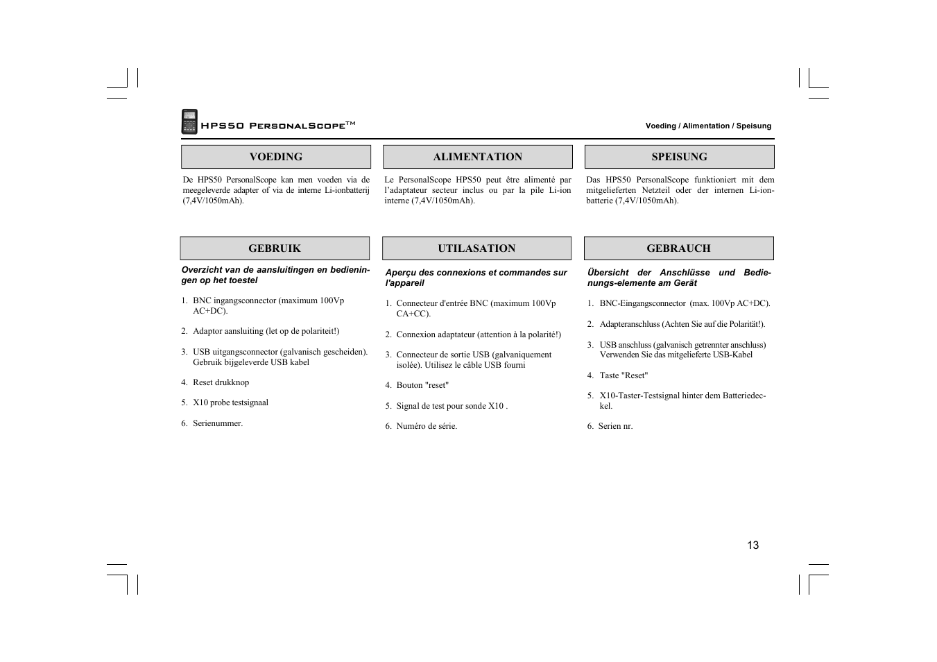 Velleman HPS50 User Manual | Page 13 / 72