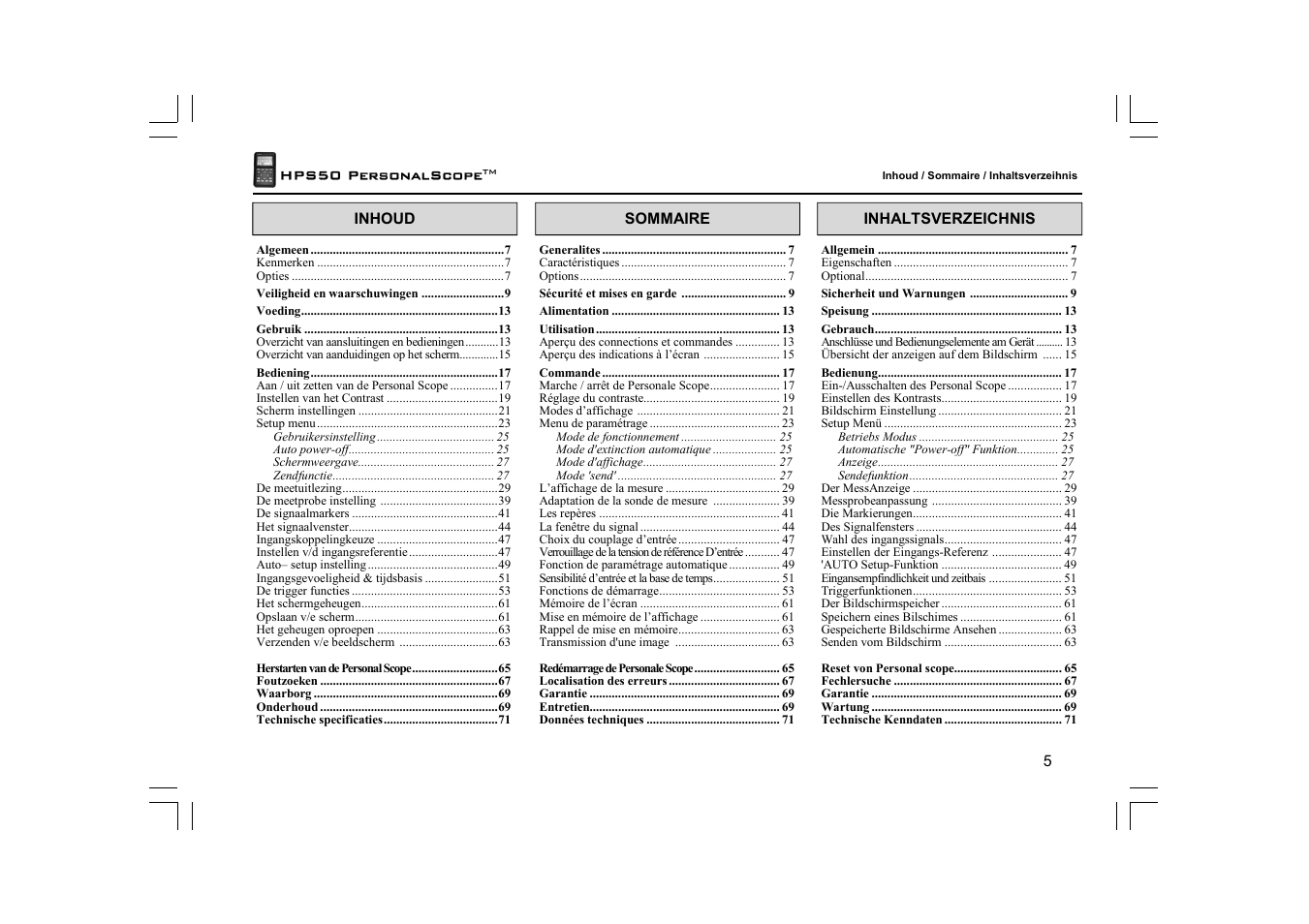Velleman HPS50 User Manual | Page 5 / 72