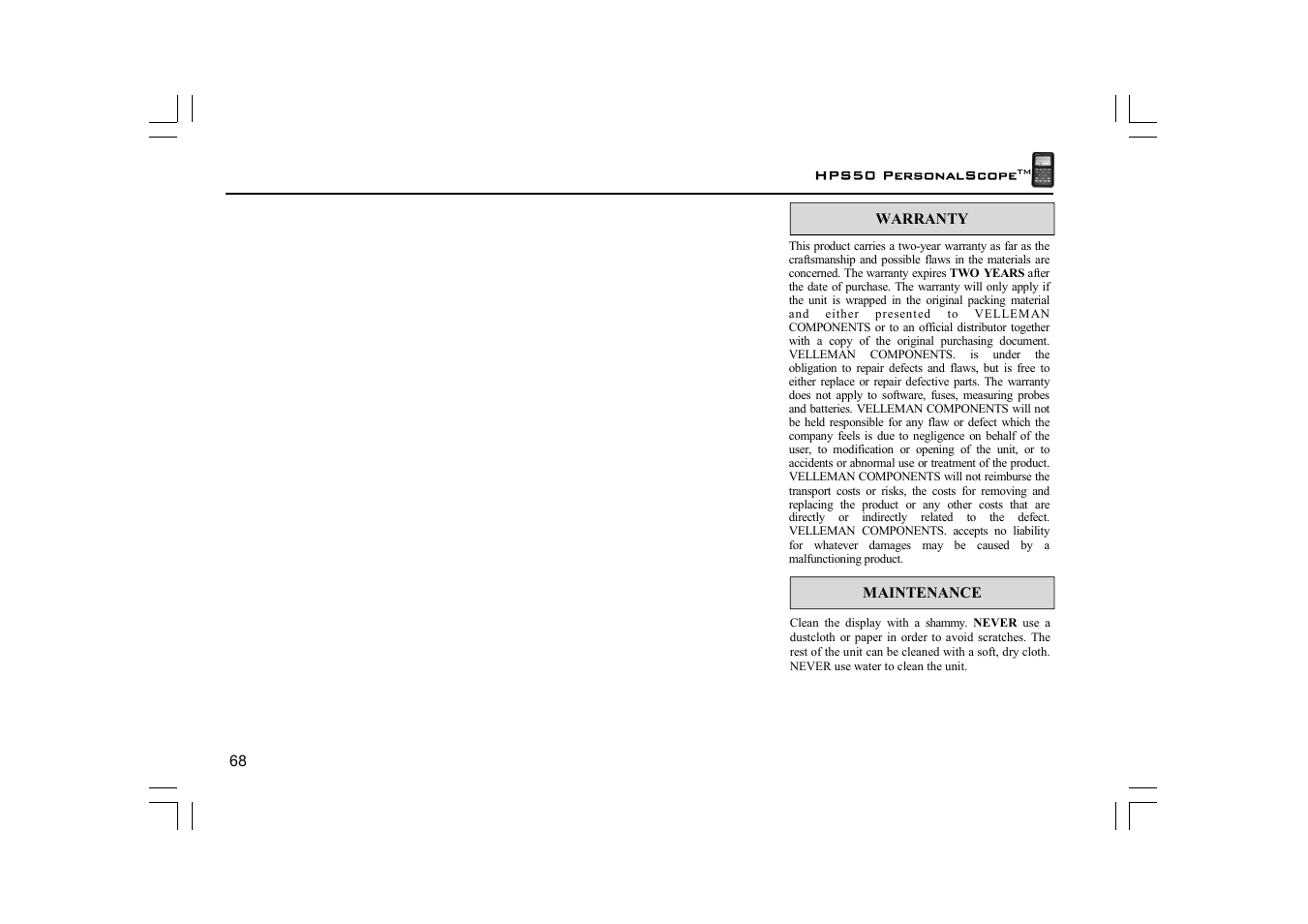 Velleman HPS50 User Manual | Page 68 / 72