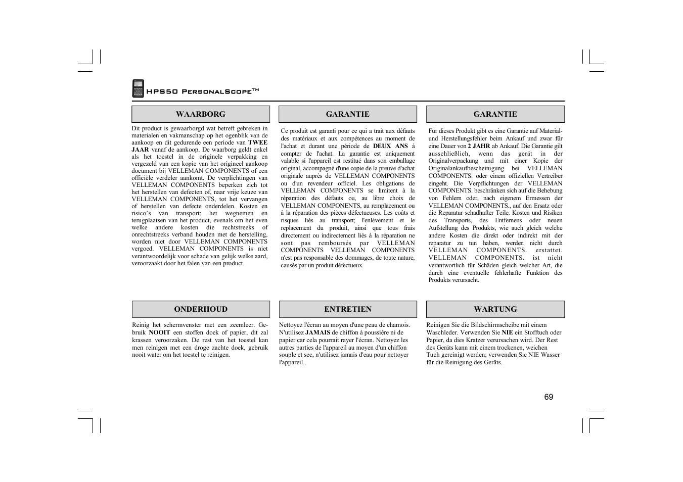 Velleman HPS50 User Manual | Page 69 / 72