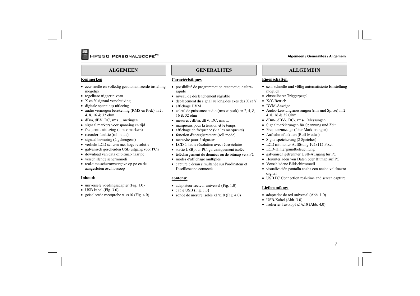 Velleman HPS50 User Manual | Page 7 / 72