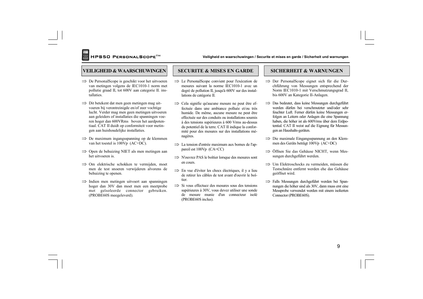 Velleman HPS50 User Manual | Page 9 / 72