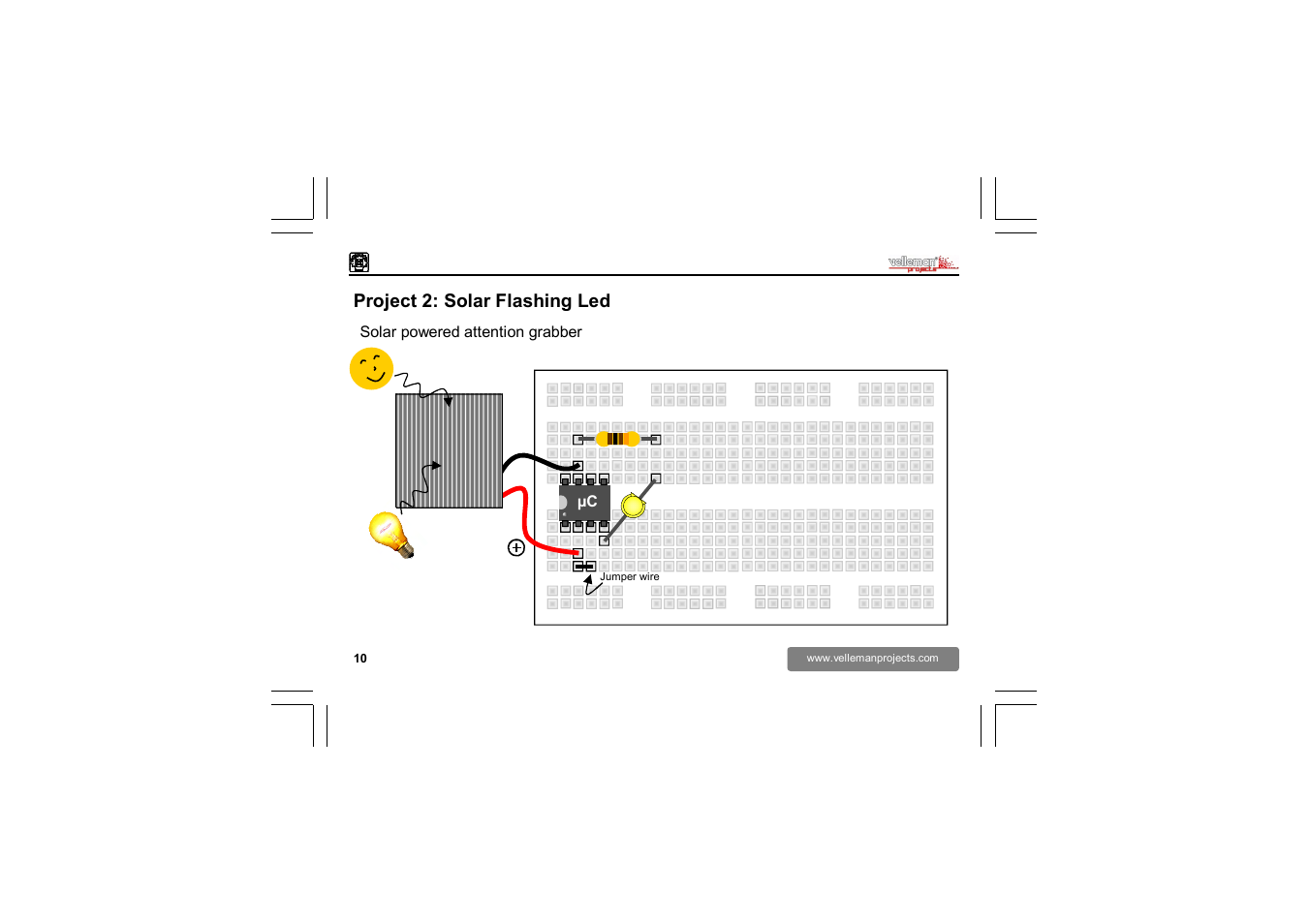 Project 2: solar flashing led | Velleman EDU02 User Manual | Page 10 / 28