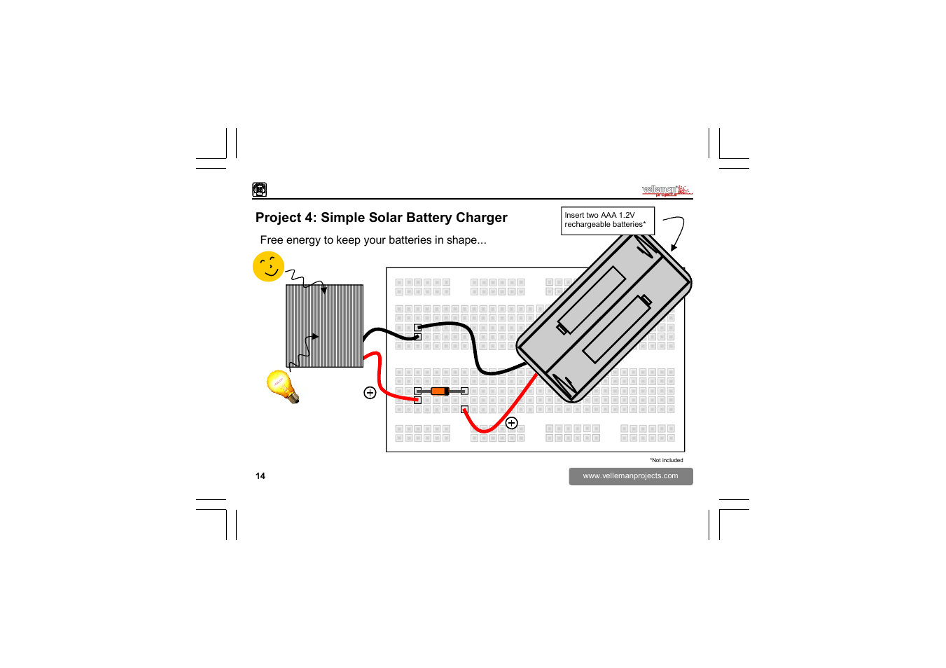 Project 4: simple solar battery charger | Velleman EDU02 User Manual | Page 14 / 28