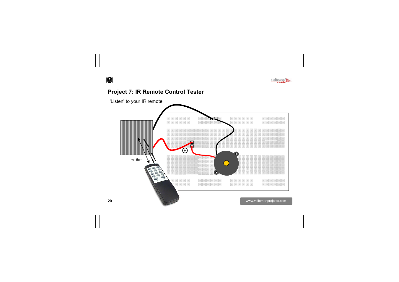 Project 7: ir remote control tester | Velleman EDU02 User Manual | Page 20 / 28