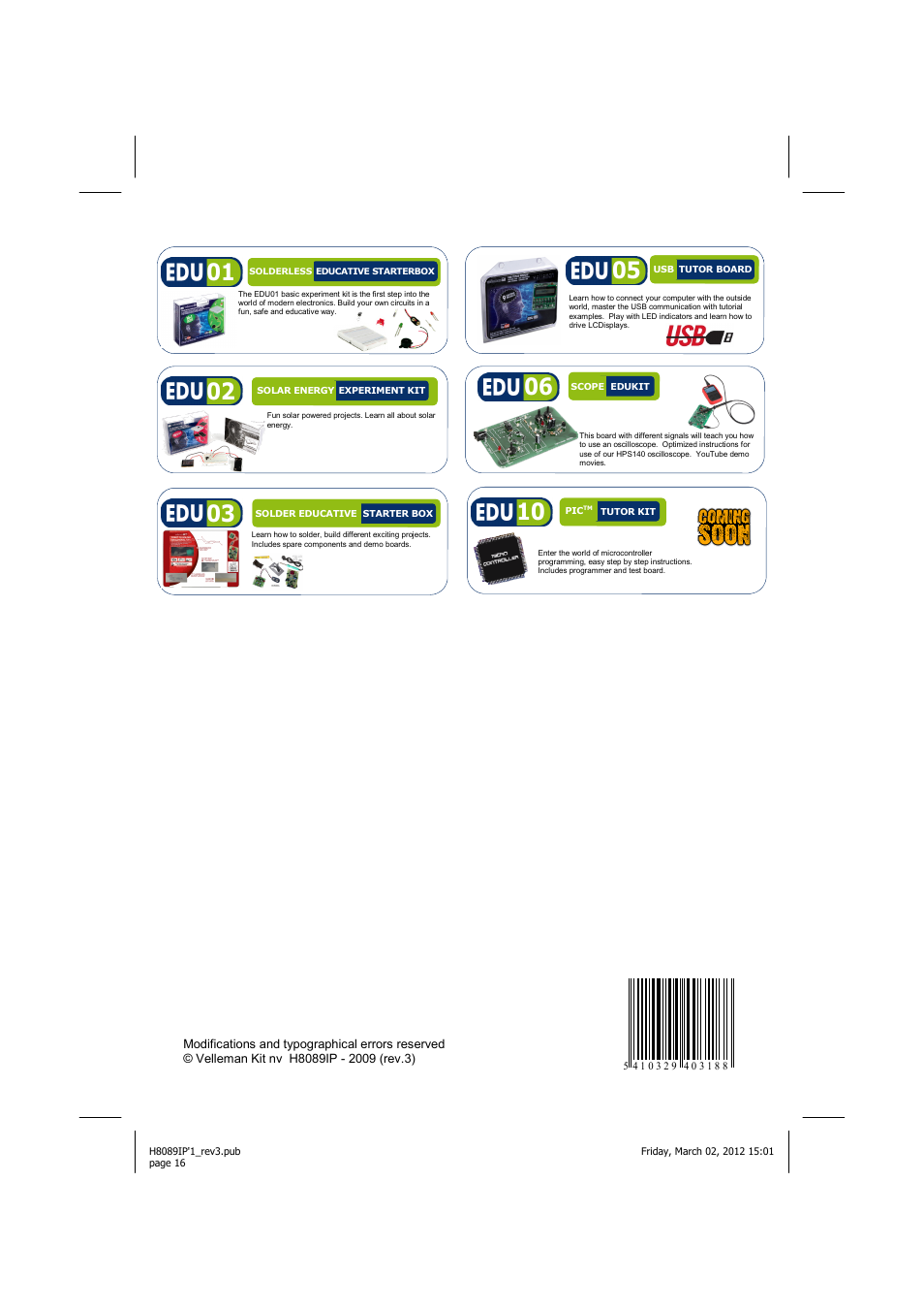 Velleman К8089 User Manual | Page 16 / 16