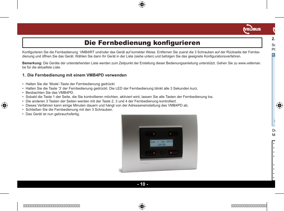 Die fernbedienung konfigurieren | Velleman VMB4IRT User Manual | Page 10 / 16