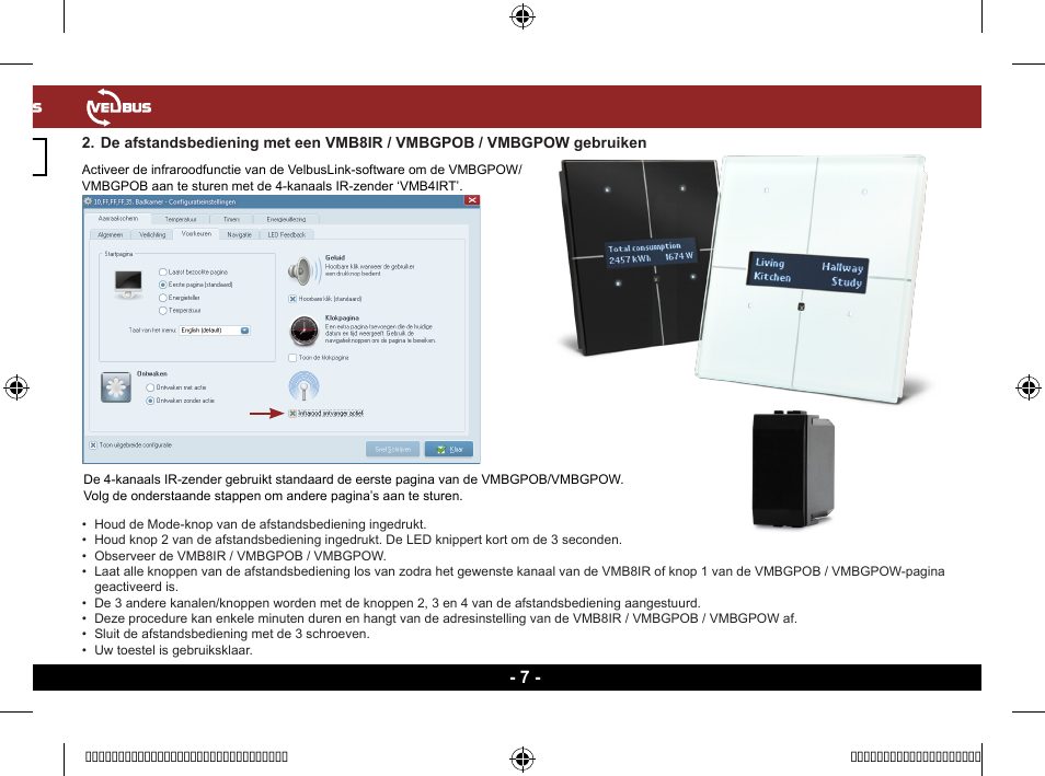 Uw afstandsbediening instellen | Velleman VMB4IRT User Manual | Page 7 / 16