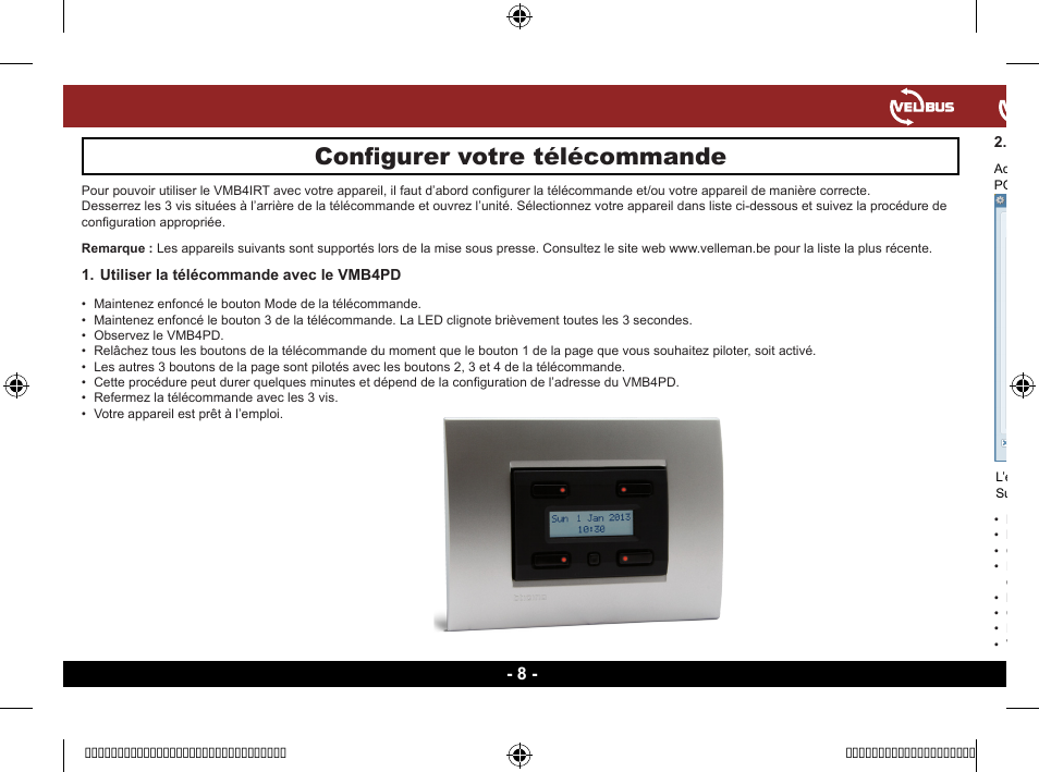 Configurer votre télécommande | Velleman VMB4IRT User Manual | Page 8 / 16