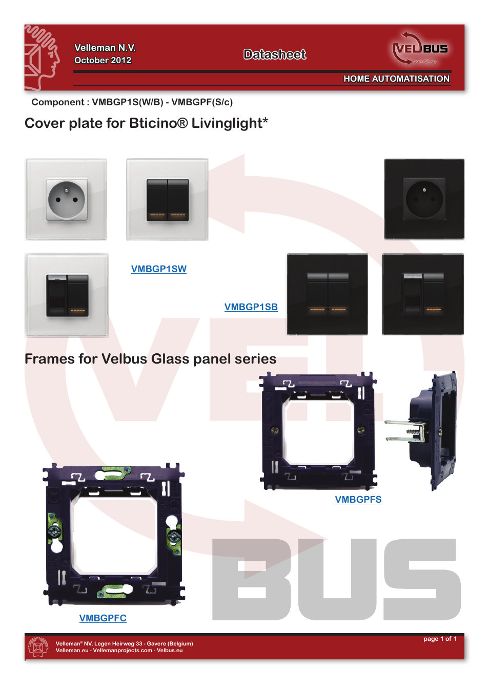 Velleman VMBGPFC User Manual | 1 page