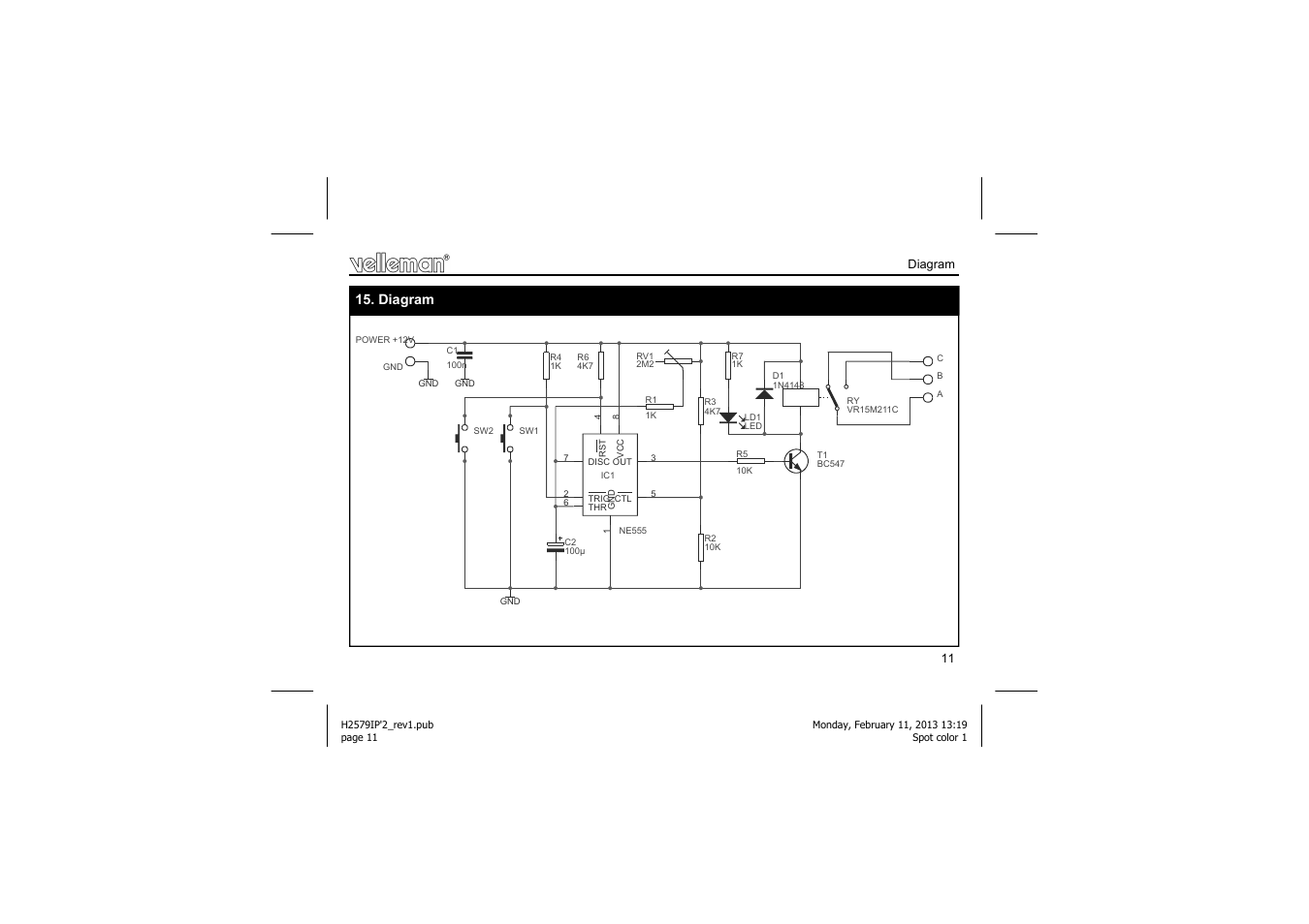 Diagram | Velleman projects K2579 Assembly instructions User Manual | Page 11 / 12