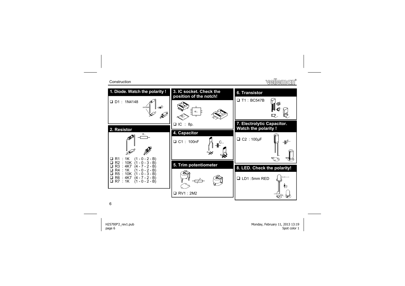 Velleman projects K2579 Assembly instructions User Manual | Page 6 / 12