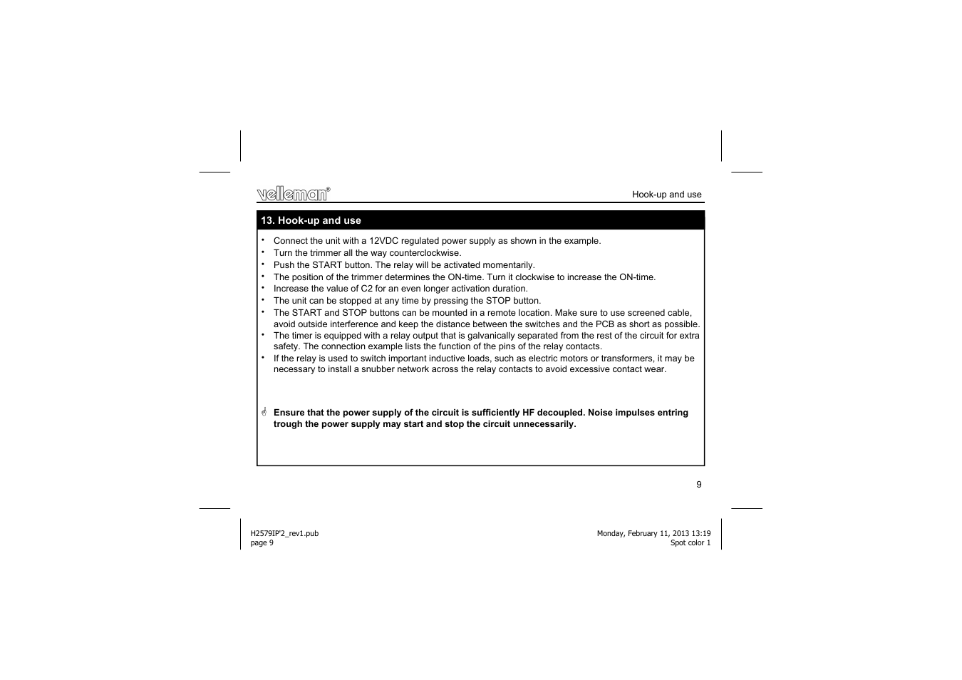 Velleman projects K2579 Assembly instructions User Manual | Page 9 / 12