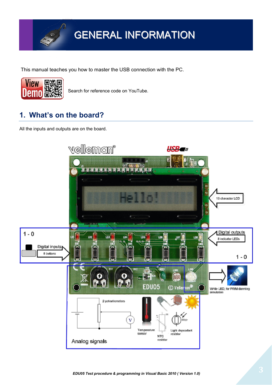 Velleman projects EDU05 Assembly instructions User Manual | Page 3 / 15