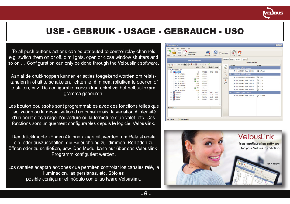 Use - gebruik - usage - gebrauch - uso | Velleman VMB7IN User Manual | Page 6 / 8