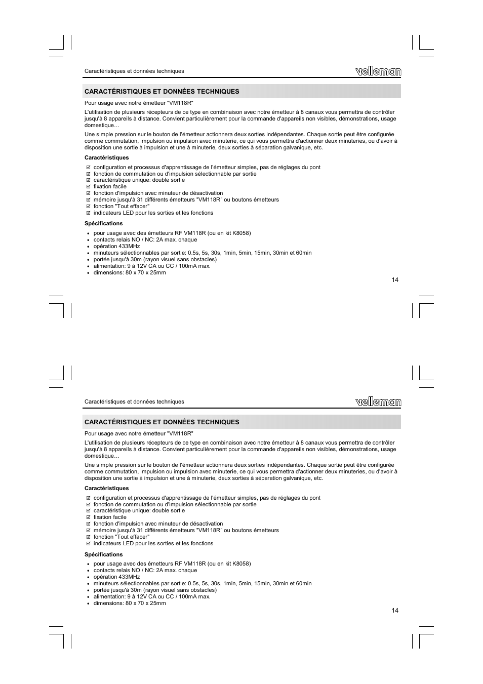 Velleman VM119 User Manual | Page 14 / 32