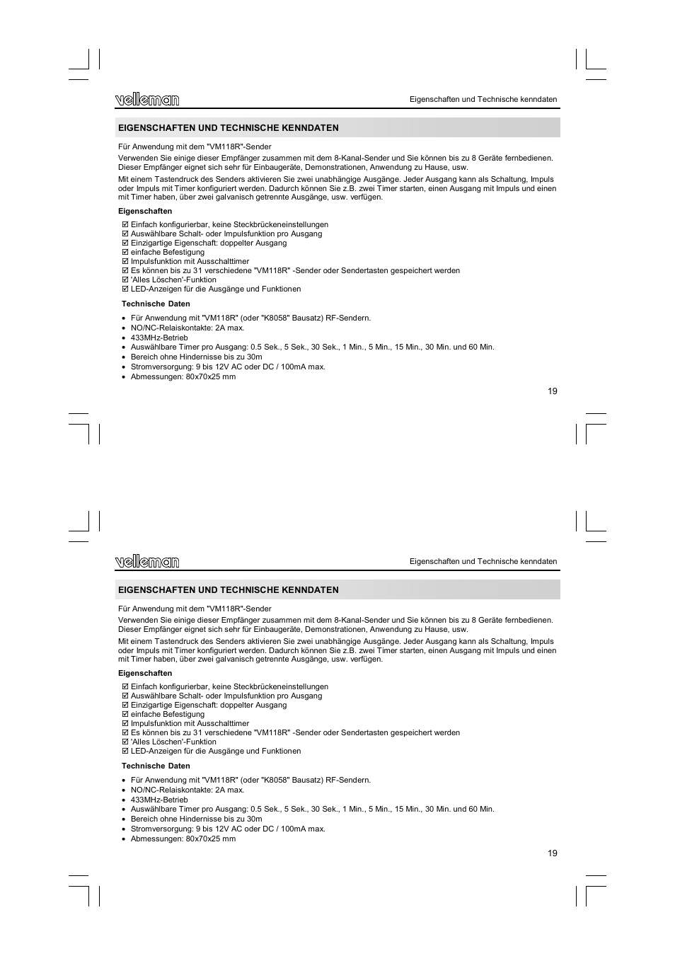 Velleman VM119 User Manual | Page 19 / 32