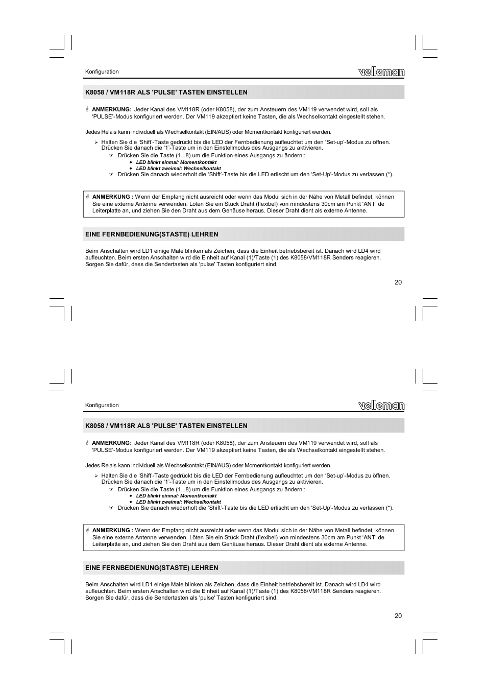 Velleman VM119 User Manual | Page 20 / 32