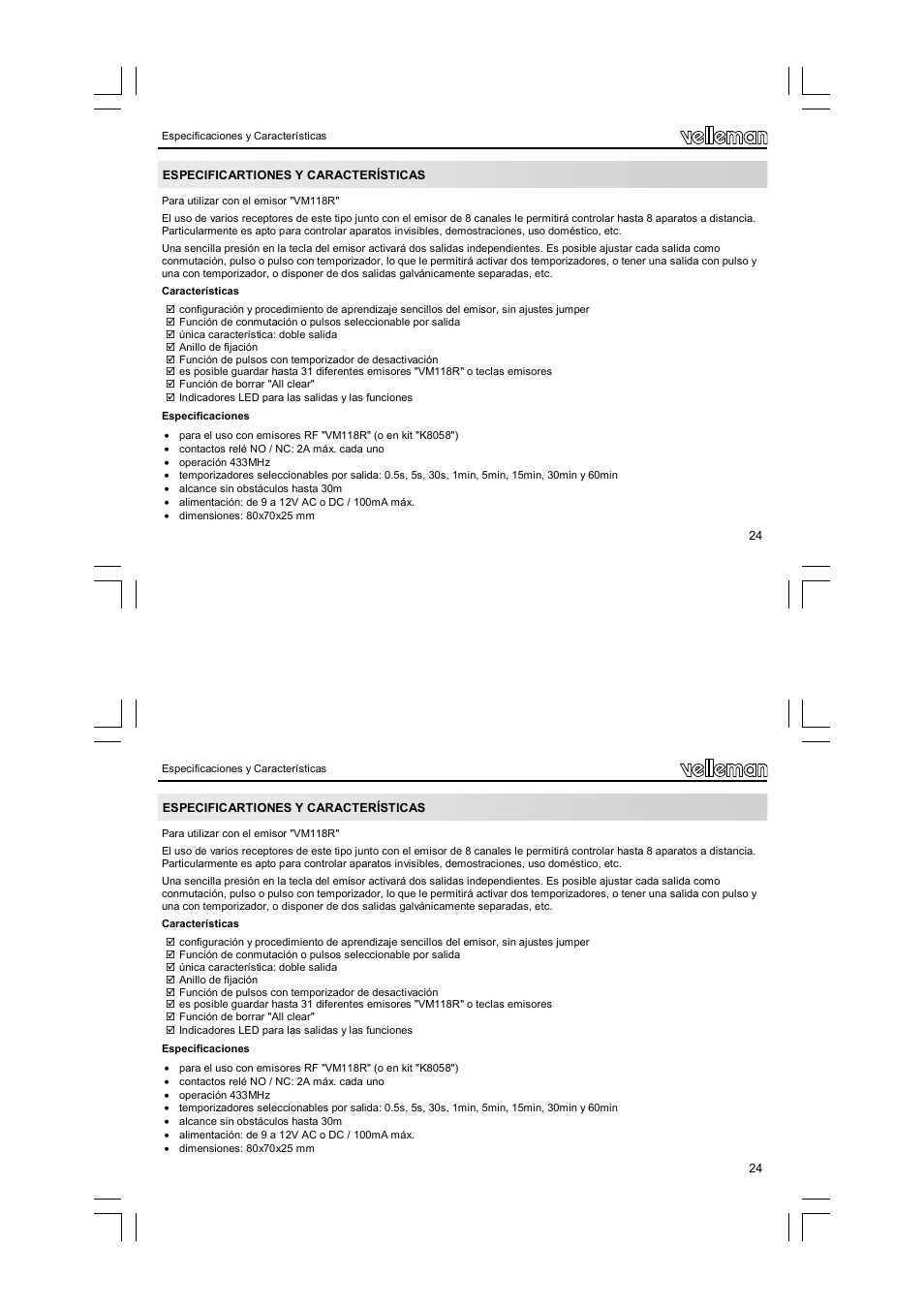 Velleman VM119 User Manual | Page 24 / 32