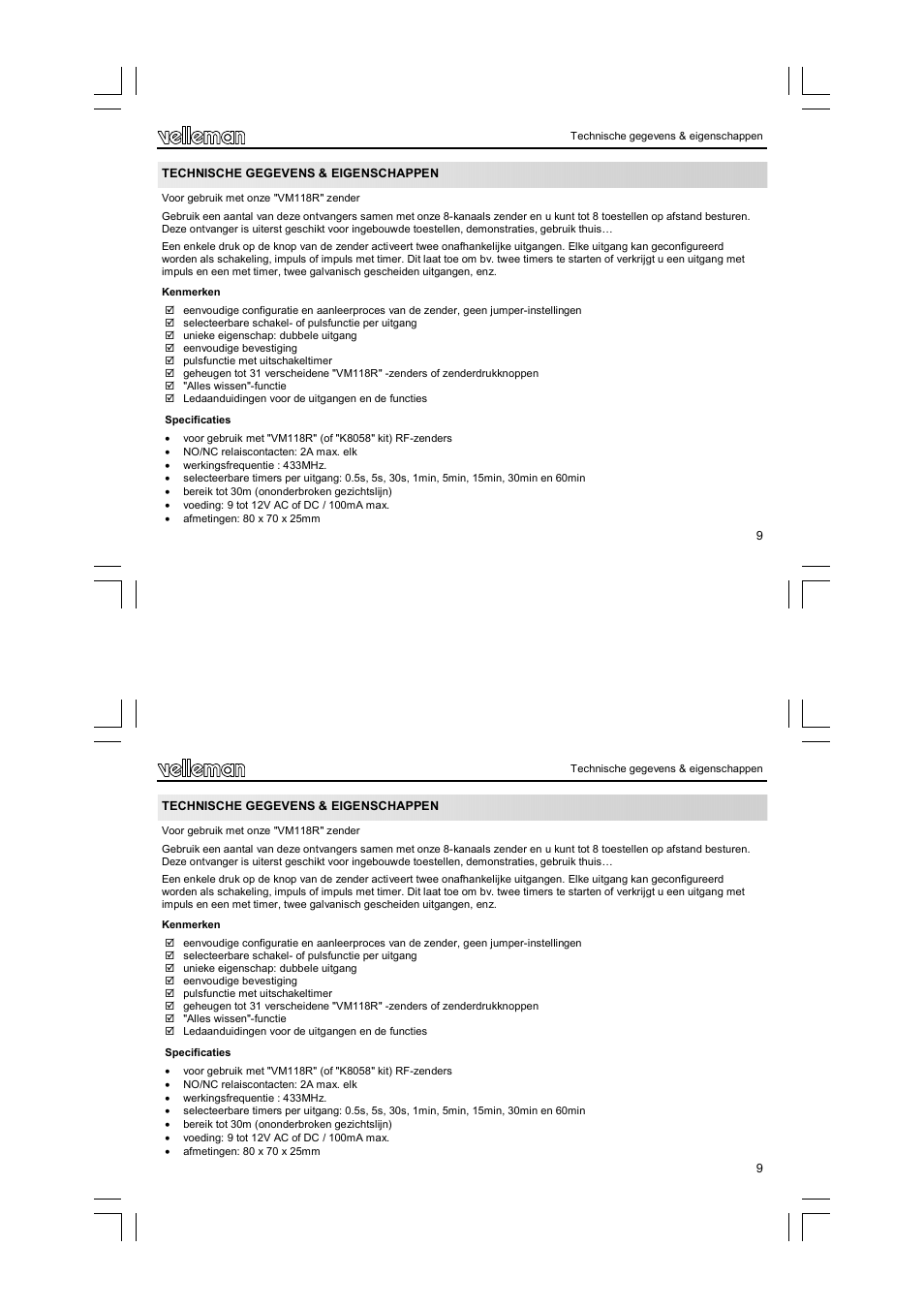 Velleman VM119 User Manual | Page 9 / 32