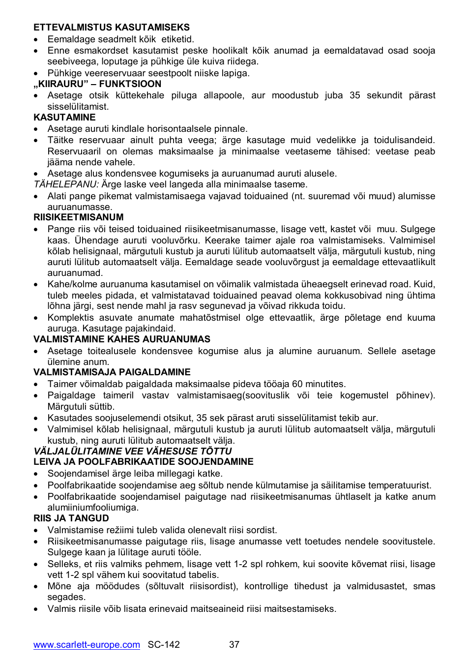 Scarlett SC-142 User Manual | Page 37 / 60