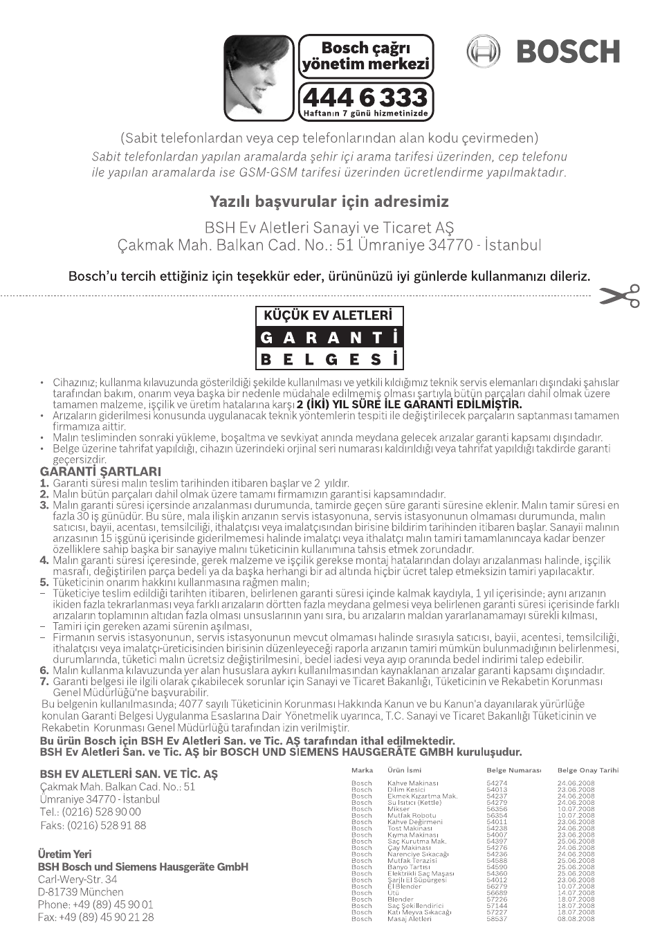 B e l g e s 1, Bosch çagri yönetim merkezi, Kuçuk evaletleri | Bosch MAS 95 W 1 User Manual | Page 56 / 83