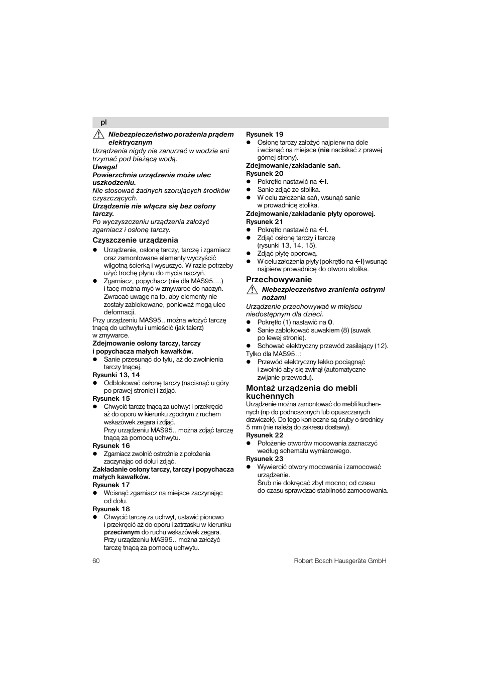 Bosch MAS 95 W 1 User Manual | Page 60 / 83