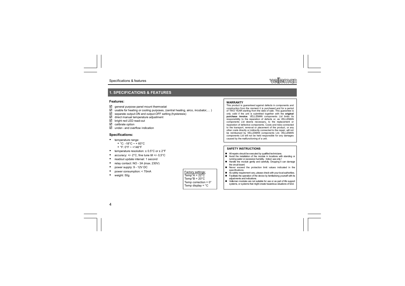 Velleman VM148 User Manual | Page 4 / 24