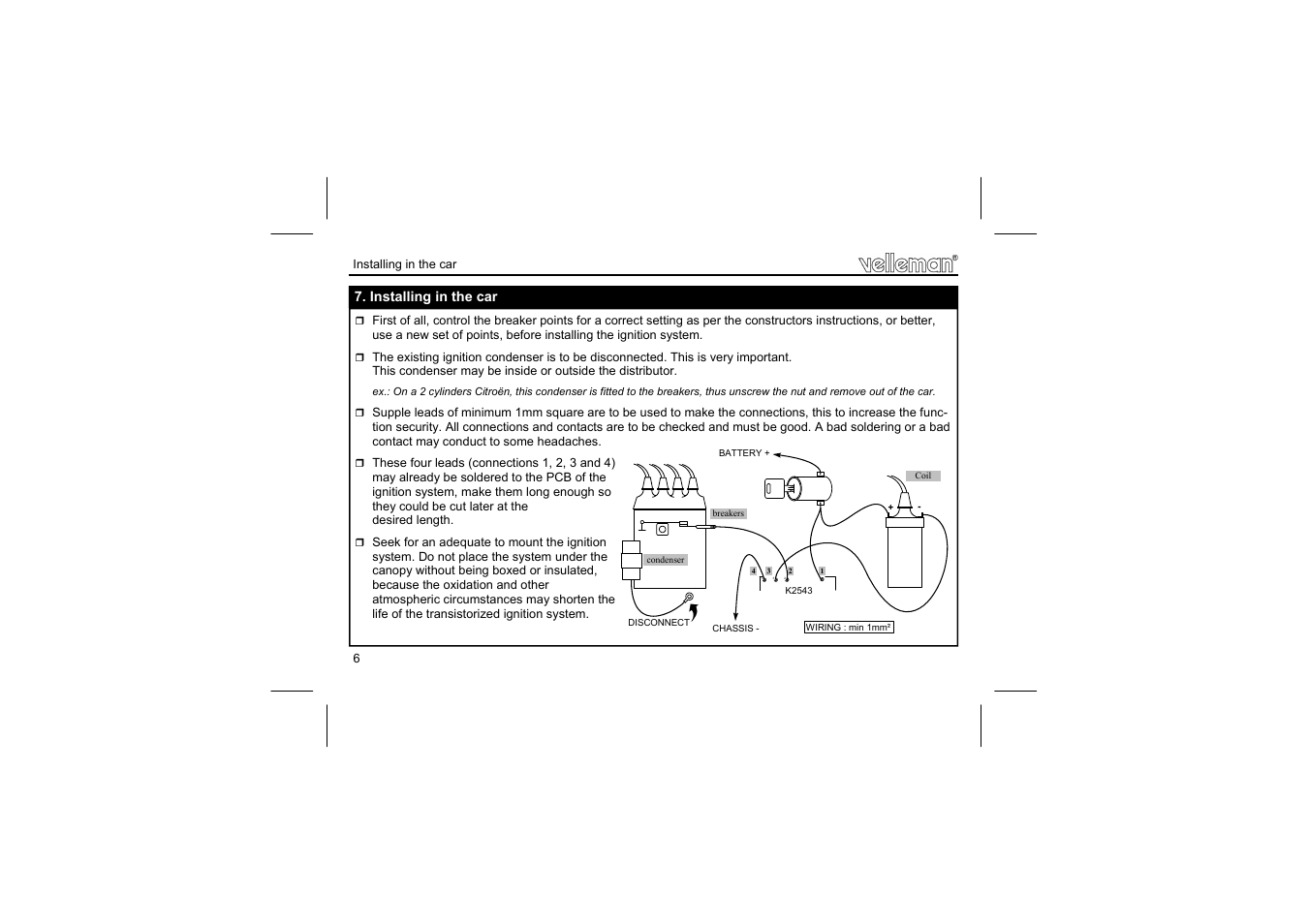 Installing in the car | Velleman projects K2543 Assembly instructions User Manual | Page 6 / 12