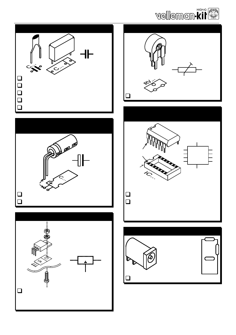 Capacitors, Check the polarity!), Voltage regulator | Resistor trimmers, Insert the ic, Dc connector, Q sk1: dj005, Electrolytic capacitor | Velleman projects K5600R Assembly instructions User Manual | Page 7 / 14