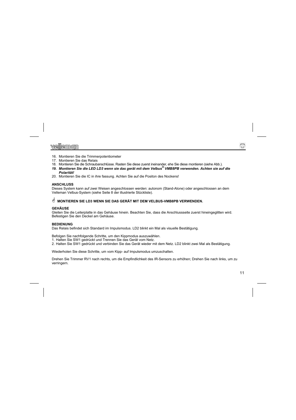 Velleman К8092 User Manual | Page 11 / 16